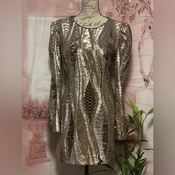 marciano gold sequin dress Marciano Golden Sequins Long Dress XS (0-2)